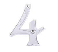 Dart Solid Cast Brass Metal Number 4 Door Numeral 100mm - Polished Chrome