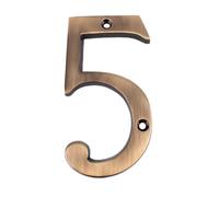 Dart Solid Cast Brass Metal Number 5 Door Numeral 100mm - Antique Brass