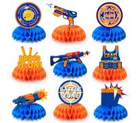 Dart War Honeycomb Centerpiece, 9 Pcs Dart Gun Party Paper Honeycomb Centerpieces, Dart War Honeycomb Table Centerpieces & Dart War Party Decorations Honeycomb, for Dart Birthday Party Supplies