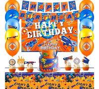 Dart War Party Decorations Supplies, 46pcs Dart Battle Birthday Party Decorations Set Including Dart War Balloons Cupcake Topper Banner etc Dart War Birthday Decorations Dart Gun Party Supplies