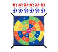 Dartboard Ball Toss - Plush Fabric Challenge 145g, Adhesive Scoring Toyset | Throwing Rivalry Recreation Gathering Amusement Kit, Birthday Backyard Indoor Outdoor Celebration Competition Activity for