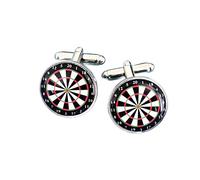 Dartboard Cufflinks - Circular Design with Polished Silver Finish, Vibrant Colours, Gift Boxed - Gift for Darts Fans, Players & Special Occasions