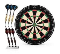 Dartboard Set with 6 Steel Tip Darts, Traditional Numbered Dart Board with Metal Wire Scoring Sections, Indoor Darts Game for Home, Games Room, Pub Practice & Recreational Play