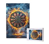 Dartboard Water Fire And Lightning Cool Personalised 1000 Piece Wooden Jigsaw Puzzle For Adults, Custom Portrait Picture