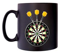 Dartboard with Yellow Darts Set Klassek Sport Mug Cycle for Men Women Players Arrows Coffee Tea 10oz Black Satin Gift Present