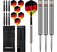 Dartfellas 22g 90% Tungsten German Flag Patriot X Steel Tip Dart Set, Flights & Shafts Included (2 Sets Each), w/Travel Case, 22 Grams