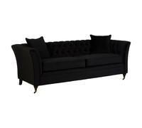 dartford upholstered velvet 3 seater sofa in onyx black