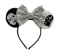 Darth Vader Stormtrooper Inspired Minnie Mouse Alice Headband With Big 5" Sequin Top Bow Handmade Cosplay Dress Up
