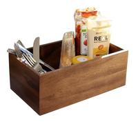Darthome Acacia Wood Table Caddy 32x12.5x18cm Rectangle Brown Kitchen Storage Dining Condiment Cutlery