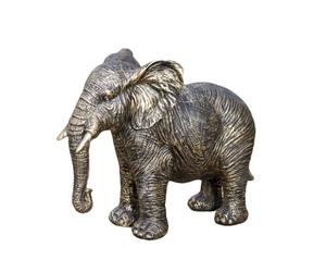 Darthome Aged Gold Classic Elephant Garden Sculpture, Resin Safari Animal Ornament, Weather Resistant, Textured Finish, 39x33x14cm