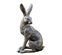 Darthome Aged Gold March Hare Garden Ornament, Left Pose, Resin Outdoor Animal Statue, 43cm Height, Weather Resistant