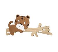 Darthome Animal Hanging Coat Rack Wood 3 Peg Hooks Hanging Childrens Bedroom Nursery Wall Hanger (Tiger)