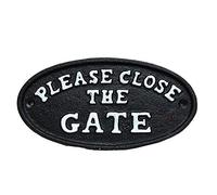 Darthome Antique Black Cast Iron Wall Garden Gate Door Sign Plaque Please Close The Gate