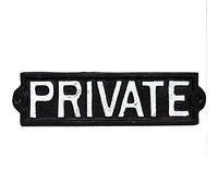 Darthome Ltd Antique Black Cast Iron Wall Mounted Garden Gate Door Sign Plaque Private 22cm