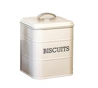 Darthome Antique Cream Barrel Biscuit Tin Carbon Steel Square Industrial Cookie Canister