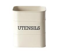Darthome Antique Cream Utensils Pot 15x16x15cm Metal Square Kitchen Cooking Organisation Holder Caddy