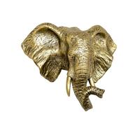 Darthome Antique Gold Elephant Head Wall Sculpture, Resin, Safari Animal Bust, Statement Wall Art, Indoor Home Decor, 27x22x22cm