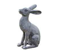 Darthome Antique Grey Garden Alert Hare Ornament, Resin Rabbit Animal Statue, 36cm Height