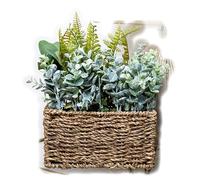 Darthome Artificial Ferns In Seagrass Basket Rectangular Rustic Faux House Plant Flowers