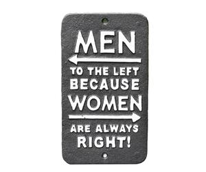 Darthome Black Antique Cast Iron Wall Garden Gate Door Sign Plaque Women Always Right 21cm