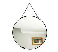 Darthome Black Chain Hanging Mirror 30cm Small Round Frame Bathroom Shaving Glass Decor