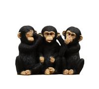 Darthome Black Cheeky Monkeys See Hear Speak No Evil Resin Ornament, Home Decor, 24x16x10cm