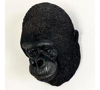 Darthome Black Gorilla Head 17x23x15cm Wall Mounted Textured Resin Animal Bust Novelty Sculpture Art