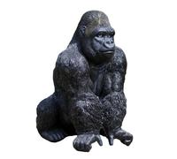 Darthome Black Great Gorilla Garden Ornament, Large Resin Ape Statue, Realistic Finish, Weatherproof Outdoor Lawn Patio Decor, 23x27x17cm