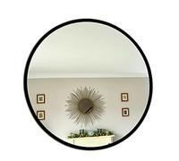 Darthome Black Round Wall Mirror 50x50cm Home Bathroom Plastic Frame Wall Mounted Vanity Decor