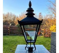 Darthome Black Victorian Garden Street Post Lamp 90cm Vintage Lantern Top Old Metal Light