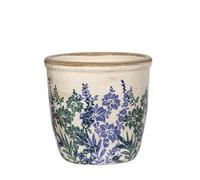 Darthome Blue Indigo Garden Plant Pot 14x14.5x14cm Floral Crackle Ceramic Indoor Planter Vase Gift