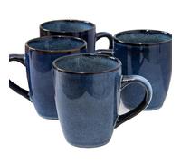Darthome Blue Reactive Glaze 350ml Mugs Set of 4 Stoneware Navy Speckled Tea Coffee Cups