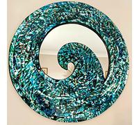 Darthome Blue Wave Style Mosaic Mirror 40cm Sea Ocean Wall Decoration Living Room Hallway