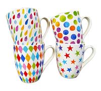 Darthome Bright Spark Mugs Set of 4 Rainbow Shapes Ceramic 350ml Assorted Coffee Cup Gift