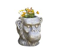Darthome Bronze Ape Head Planter, Cement Fibrestone, Bronze Finish, Frost-Resistant Outdoor Monkey Face Garden Pot, W27cm x H25cm x D26cm