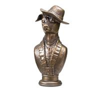 Darthome Bronze Dapper Dog Bust Statue, Resin, Antique Bronze Effect Finish, Gentleman Design, Vintage Style, Freestanding Ornament for Indoor Home Decor, W15cm x H31cm x D13cm