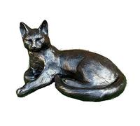 Darthome Bronze Effect Resin Laying Cat Pet Outdoor Garden Lawn Statue Sculpture Ornament 32cm