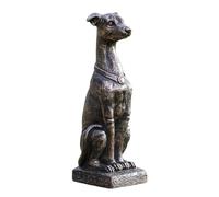 Darthome Bronze Gracious Greyhound Statue, Sitting Dog Garden Ornament, Resin, Weather Resistant, 30cm Height, Square Plinth Base