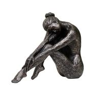 Darthome Bronze Sitting Lady Sculpture, Antique Bronze Finish, Resin Material, 26cm x 23cm x 12cm, Decorative Figurine