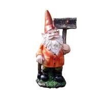 Darthome Bruce Garden Gnome Statue with Welcome Sign, Resin, Multicoloured, 14 x 26 x 10 cm, Freestanding Indoor & Outdoor Ornament