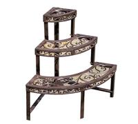 Darthome Cast Iron Corner Plant Stand Metal Scroll Quarter Round Flower Pot Etagere Rack