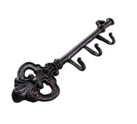 Darthome Cast Iron Key 3 Hook Rack Unique Antique Black Metal Coat Hat Multi Hooks Holder