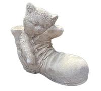 Darthome Cat In Boot Ornament Antique Grey Stone Cute Kitten In Shoe Garden Sculpture Art