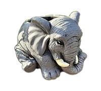 Darthome Cement Elephant Planter 20cm Drainage Hole Grey African Animal Outdoor Plant Pot