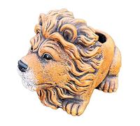 Darthome Cement Lion Planter Drainage Hole Orange Big Cat Animal Outdoor Plant Pot Gift 24cm