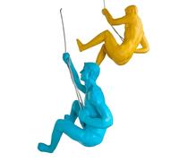 Darthome Coloured Abseiling Men Wall Decor Set Of 2 Yellow Blue Resin Hanging Climbers