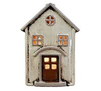 Darthome Cream Village Pottery Ceramic Cottage House Ornament Tealight Candle Holder Gift 21cm
