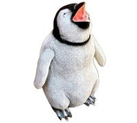 Darthome Cute Squawking Penguin Sculpture Resin Lifelike Freestanding Baby Chick Ornament 25cm