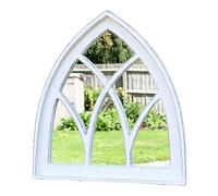 Darthome Decorative Arched Mirror, Wooden Framed, White Gothic Arch, Garden Wall Decor
