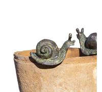 Darthome Decorative Snail Pot Hangers, Brown and Green, Resin, Set of 2, Rustic Distressed Finish, Indoor and Outdoor Garden Decor